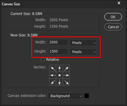 Resize Images Using the Canvas Size Tool