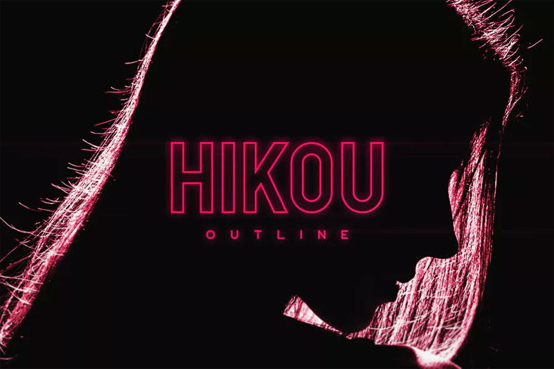 hikou outline vaporwave font