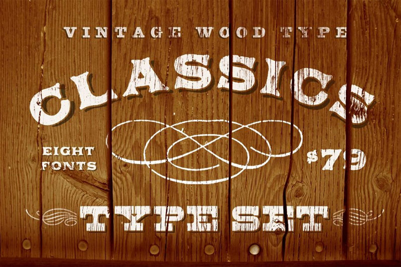 vintage wood type classics western font