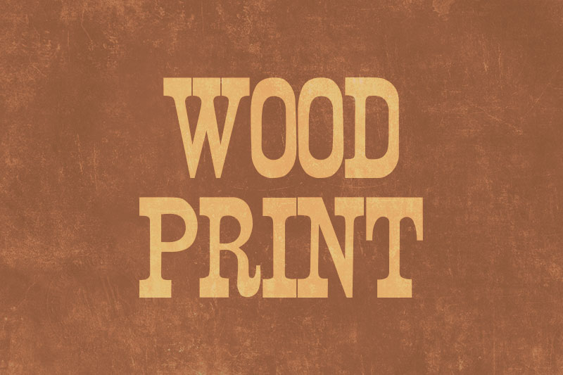 wood print western font