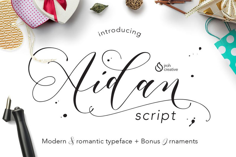 aidan romantic script wedding font