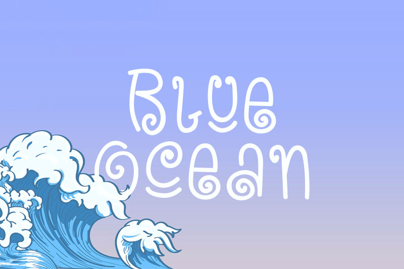 blue ocean summer and beach font