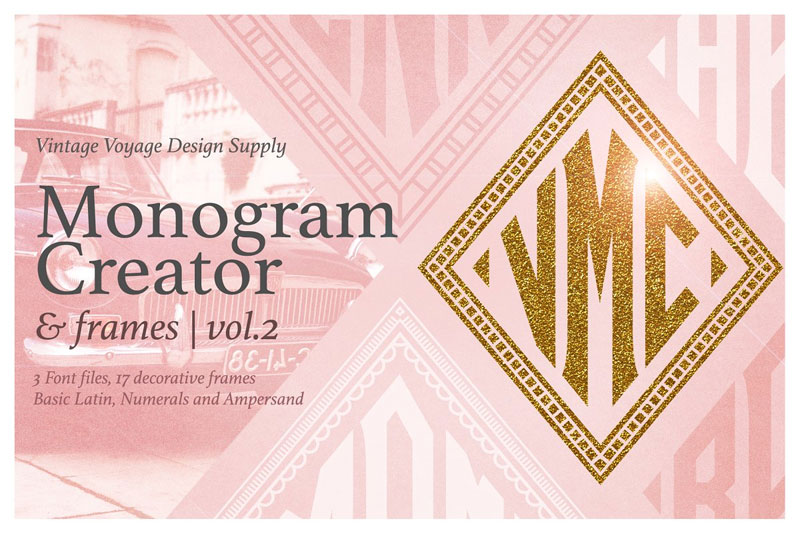 diamond monogram creator & frames monogram font