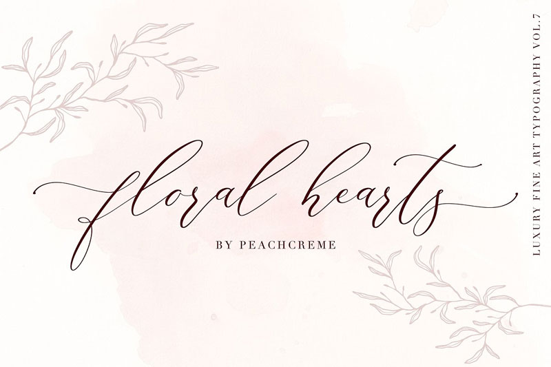 floral hearts wedding font