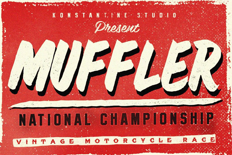 muffler brush hand lettering racing font