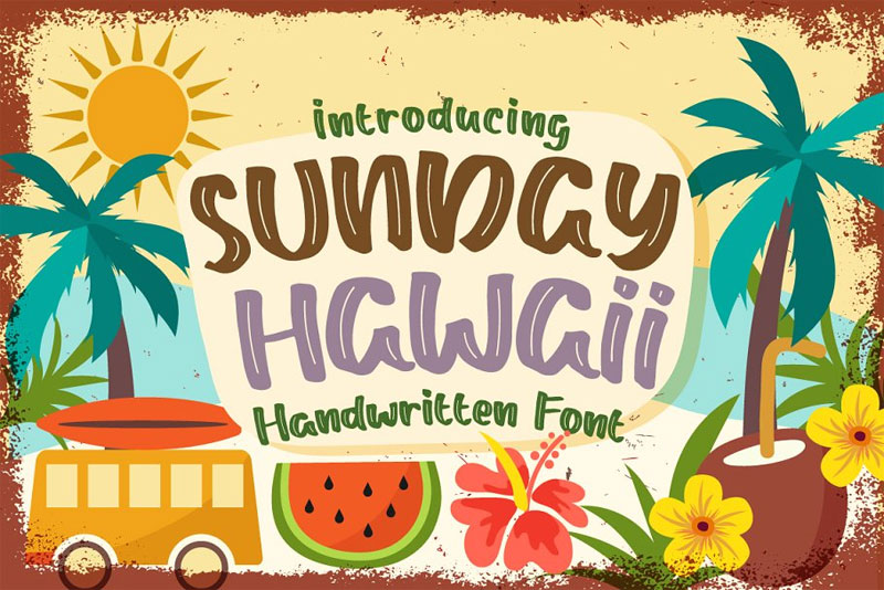 sunday hawaii summer and beach font