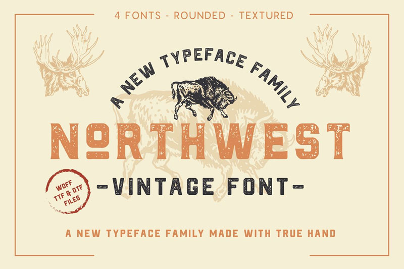 the northwest vintage type family wanted font
