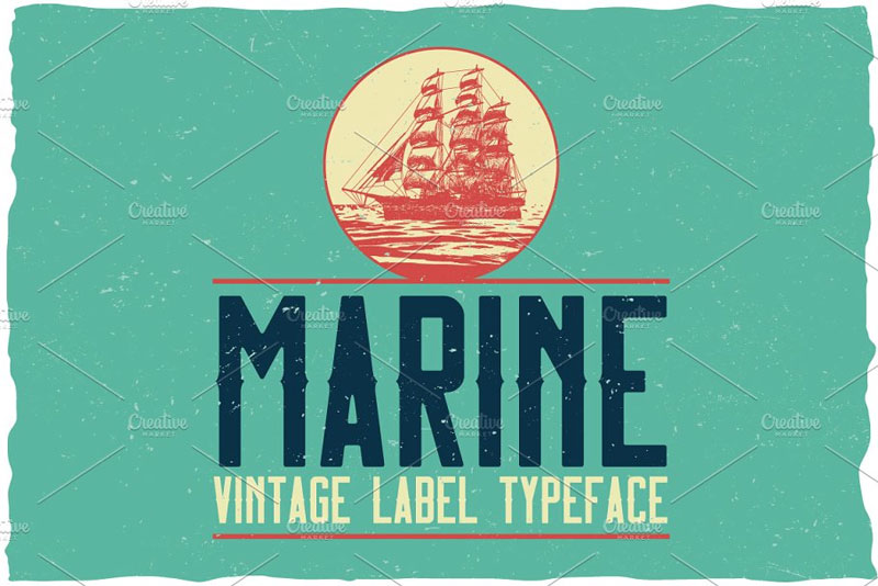 vintage marine label typeface nautical font