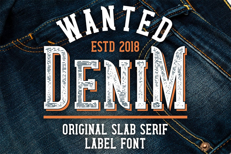 wanted denim layered wanted font