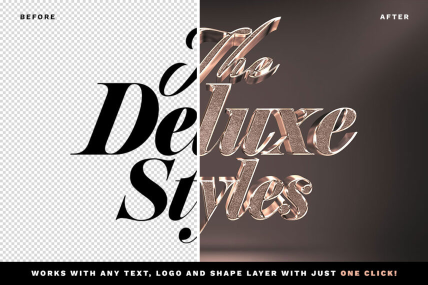 3D Bronze Text Effect Before - After