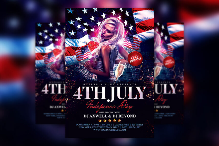 4th of July Flyer PSD Template