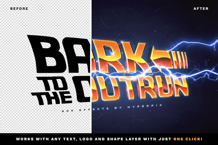 Back to the Future Text Effect Before - After