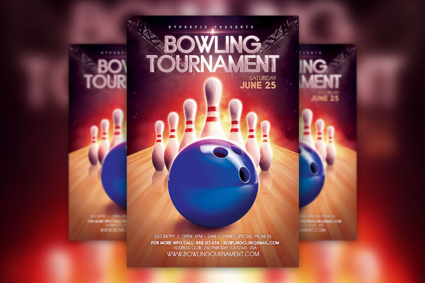 Bowling Tournament Flyer PSD Template Download