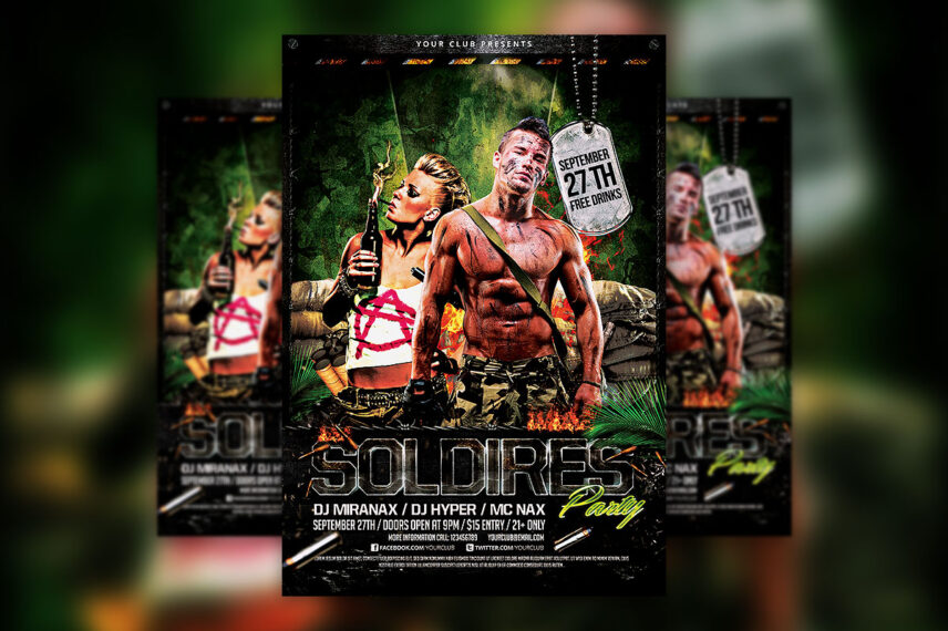 Camo Party Flyer PSD Template Download