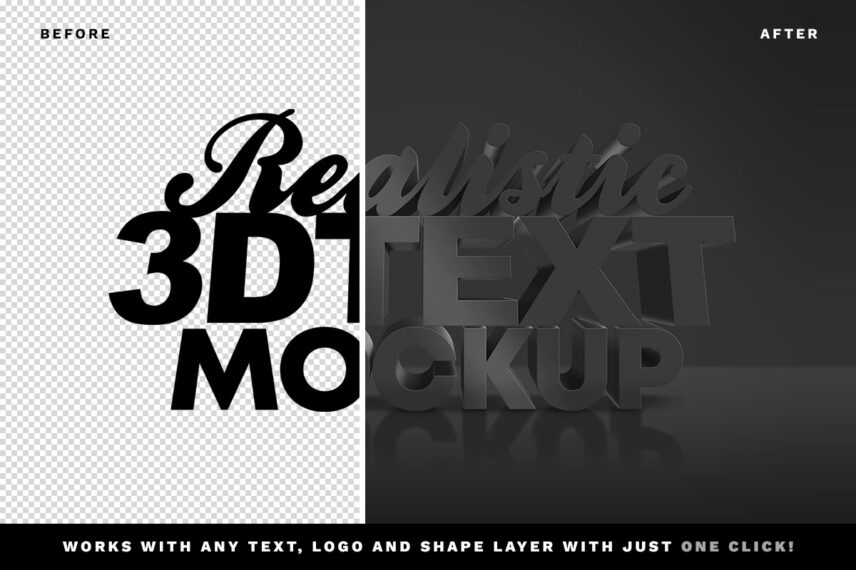 Dark 3D Text Effect Before - After