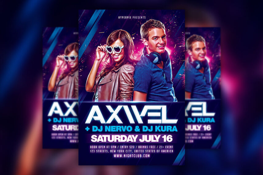 Dual House DJ Flyer PSD Template Download