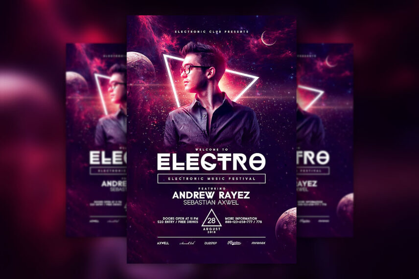 Electro Concert DJ Flyer PSD Template Download