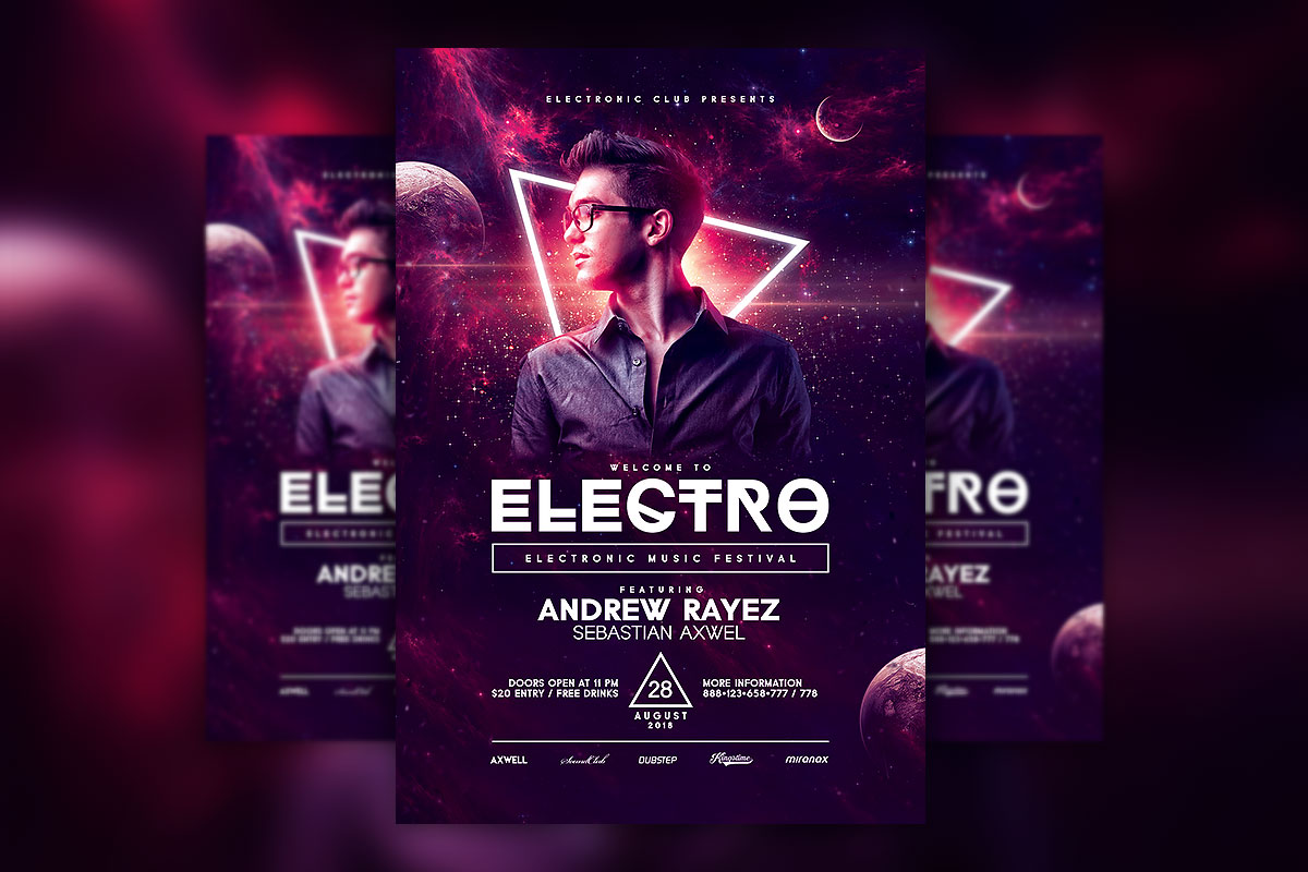 Electro Concert DJ Flyer PSD Template Download  Hyperpix For Concert Flyer Template Free