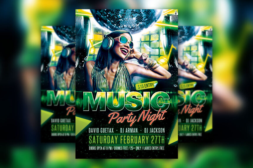 Electro Night Club Flyer PSD Template Download