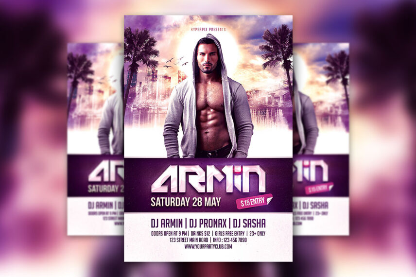 Electronic DJ Flyer PSD Template Download