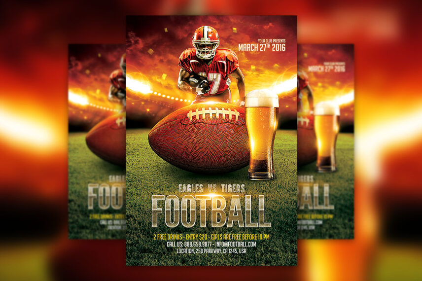 Football Game Flyer PSD Template Download
