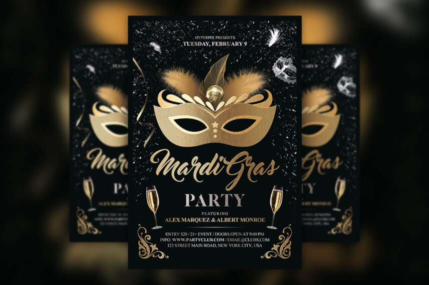 Mardi Gras Carnival Party Flyer PSD Template Download