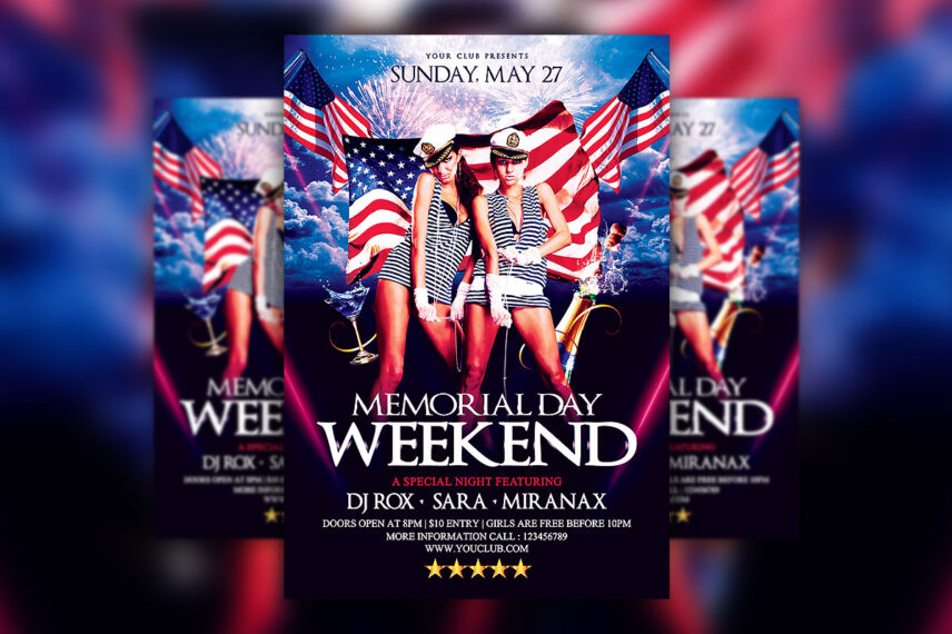 Memorial Day Weekend Party Flyer PSD Template Download