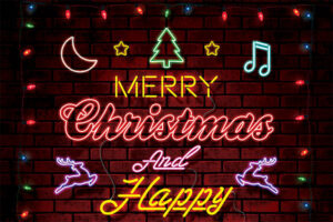 Merry Christmas Neon Style Flyer PSD Template Download