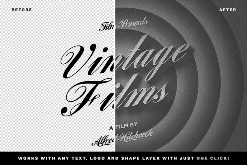 Old Movie 3D Title Before - After