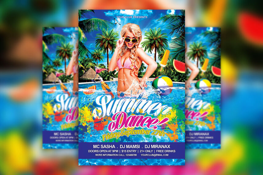 Pool Party Flyer PSD Template Download