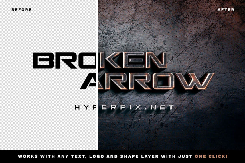 3D Metal Text Effect Before - After