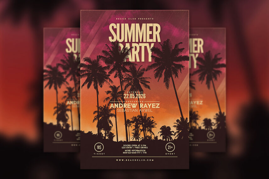 Summer Night Flyer PSD Template Download