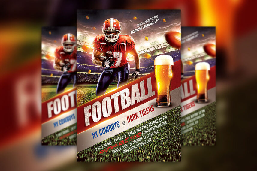 Super Ball Football Party Flyer PSD Template Download