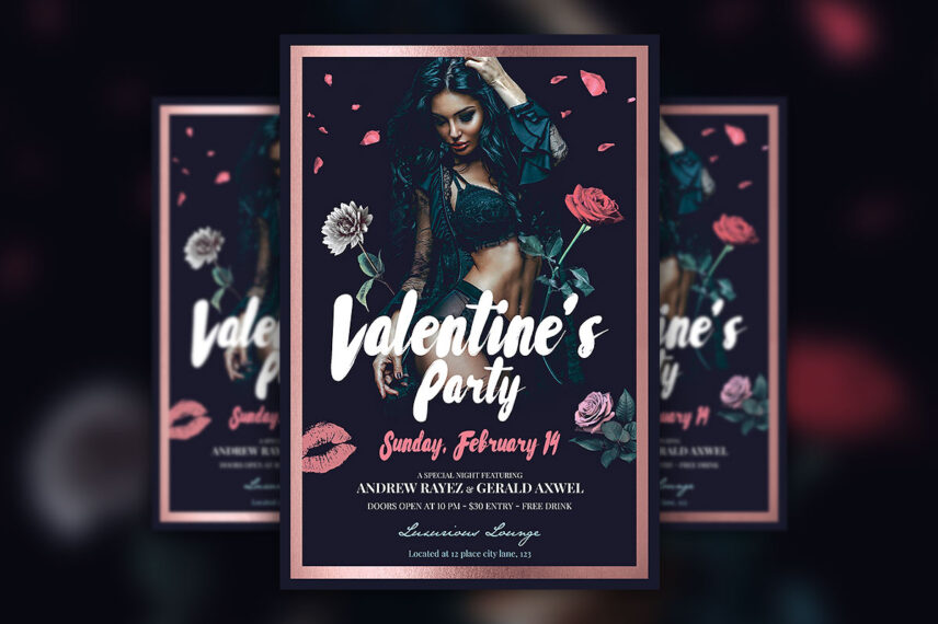 Valentines Night Party Flyer PSD Template Download
