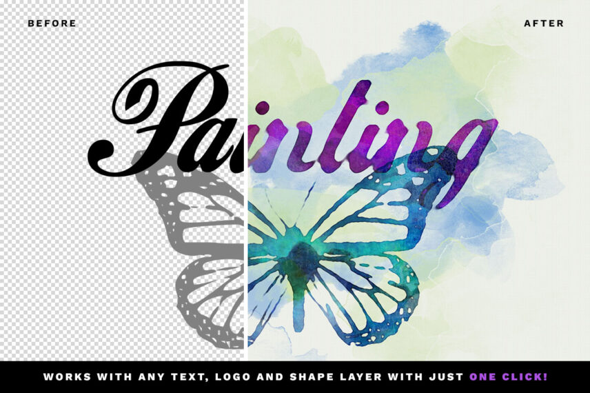 Watercolor Text Effect Before - After