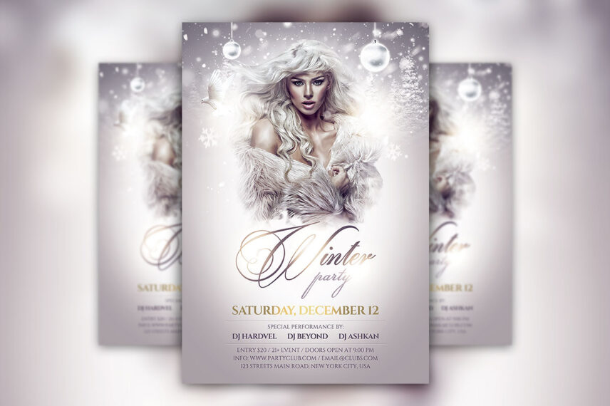 Winter Party Flyer PSD Template Download