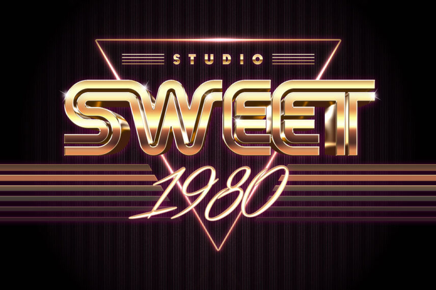 1980s gold text effect download text style