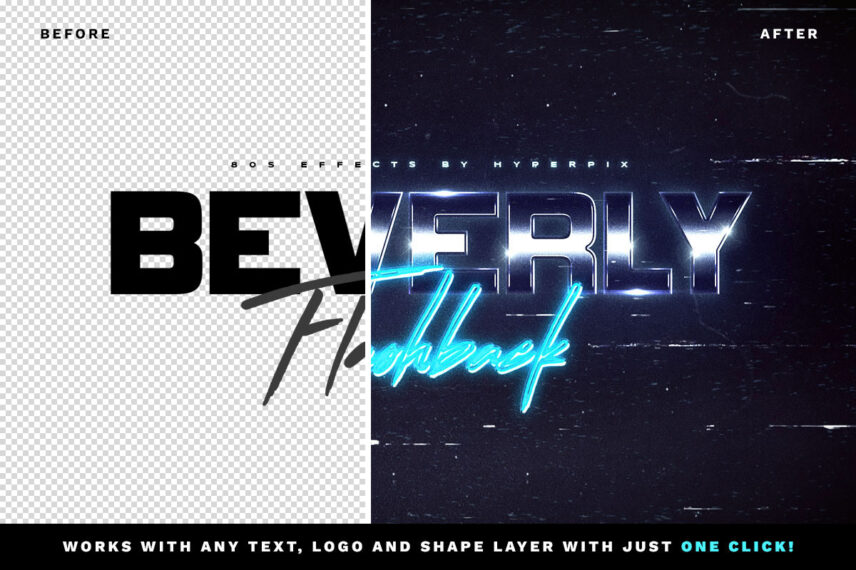 80s Cyberspace Text Effect Before - After