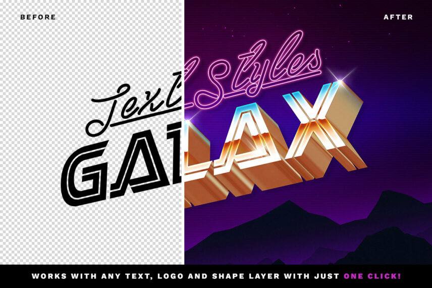 80s Galaxy Text Effect Before - After