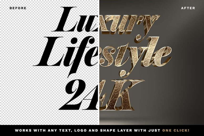 Gold Leather 3D Text Effect Download Text Style