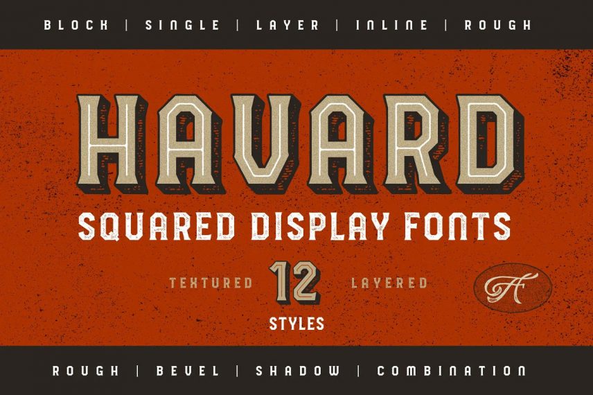 HAVARD DISPLAY SQUARED LAYERED block font