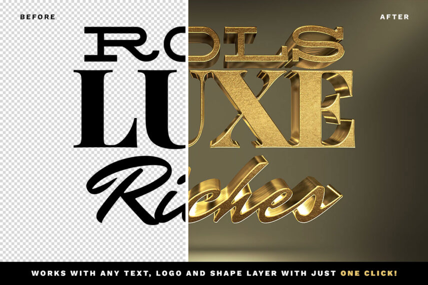 Metallic Gold 3D Text Effect Vol 1 Download Text Style