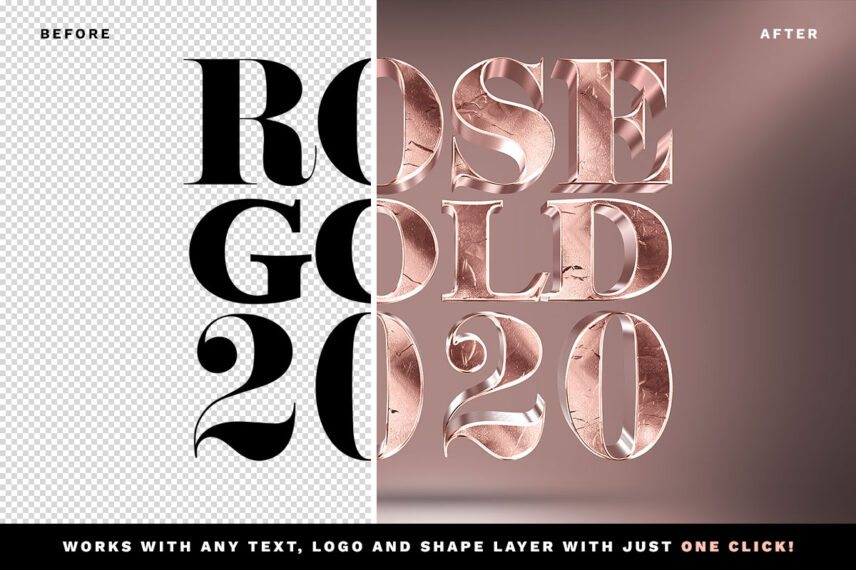Rose Gold 3D Text Effect