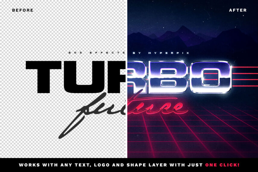 Vaporwave Text Effect Before - After