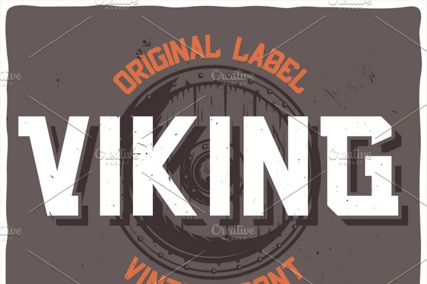 Vintage label typeface Viking font