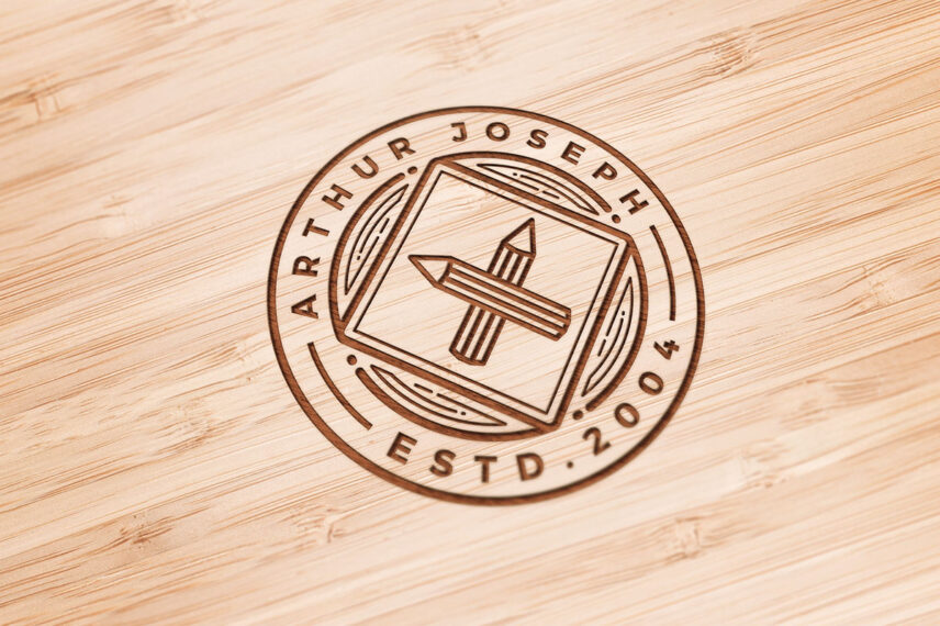 Wood Engraved PSD Logo Mockup Download