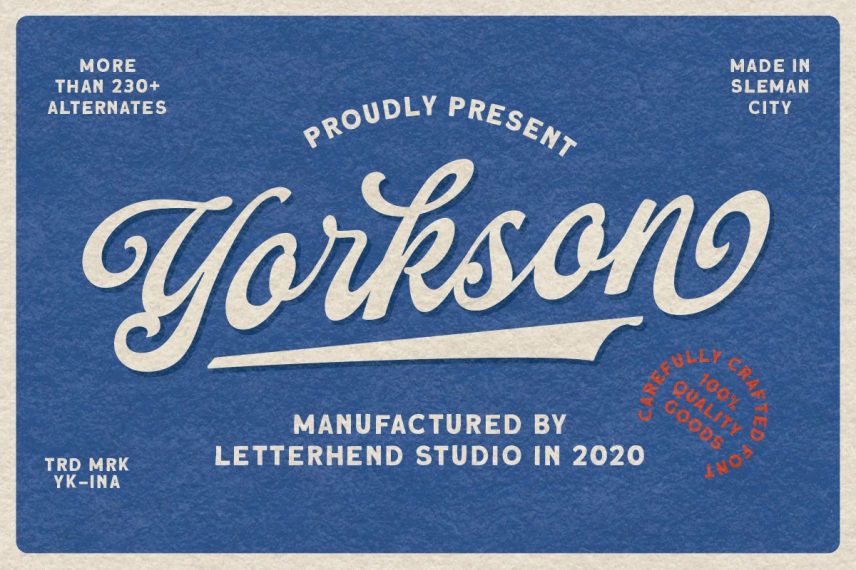 Yorkson Script Baseball Logotype Font