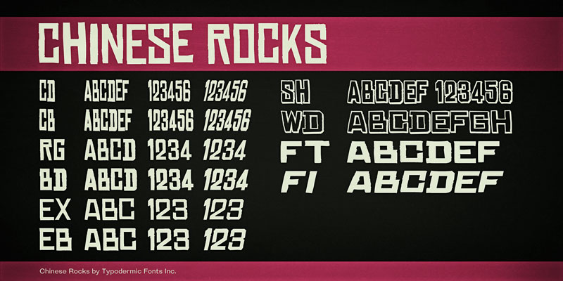 chinese rocks gangster font