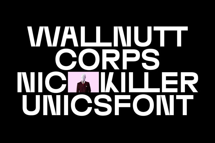 Wallnutt Corps Bold architectural font
