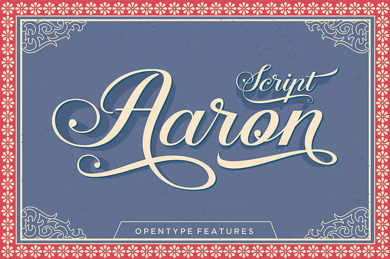 aaron script embroidery font